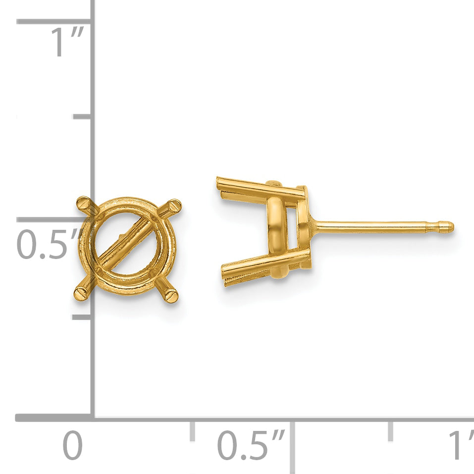 14k 7mm Cushion Earring Mounting (No Stone Included)s
