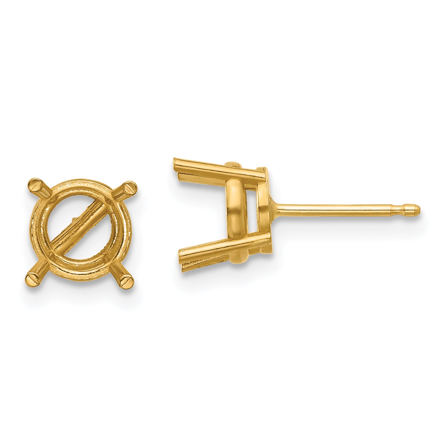 14k 7mm Cushion Earring Mounting (No Stone Included)s