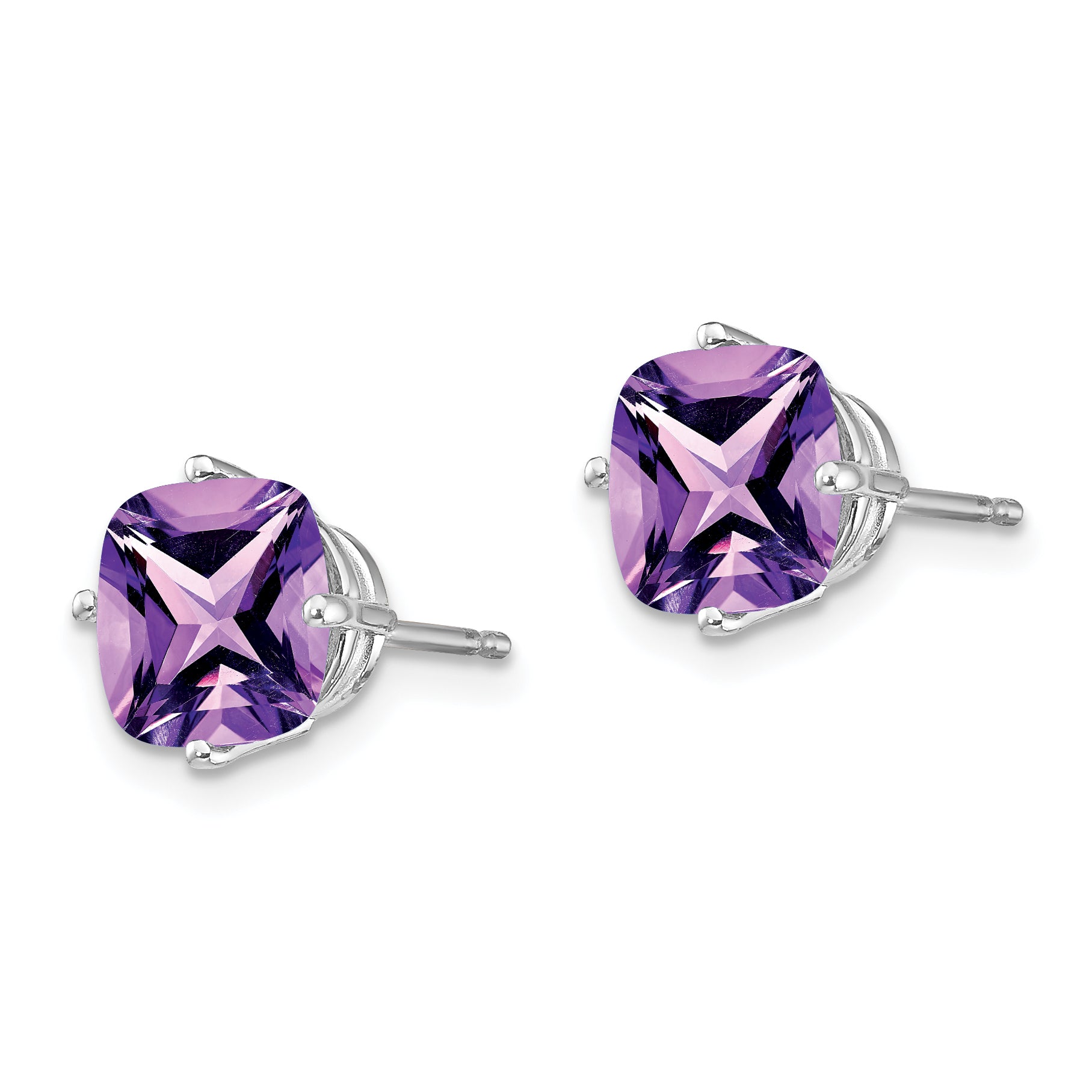 14k White Gold 7mm Cushion Earring Mounting (No Stone Included)