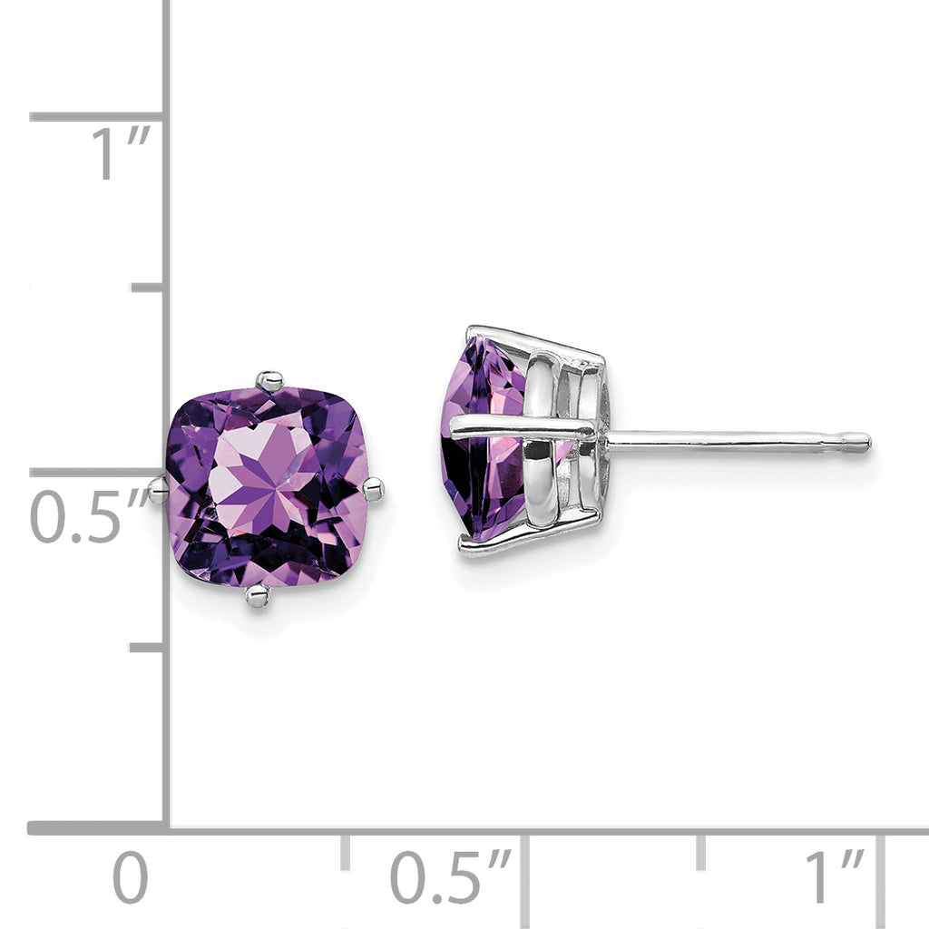 14k White Gold 7mm Cushion Earring Mounting (No Stone Included)