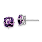 14k White Gold 7mm Cushion Earring Mounting (No Stone Included)
