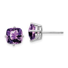 14k White Gold 7mm Cushion Earring Mounting (No Stone Included)