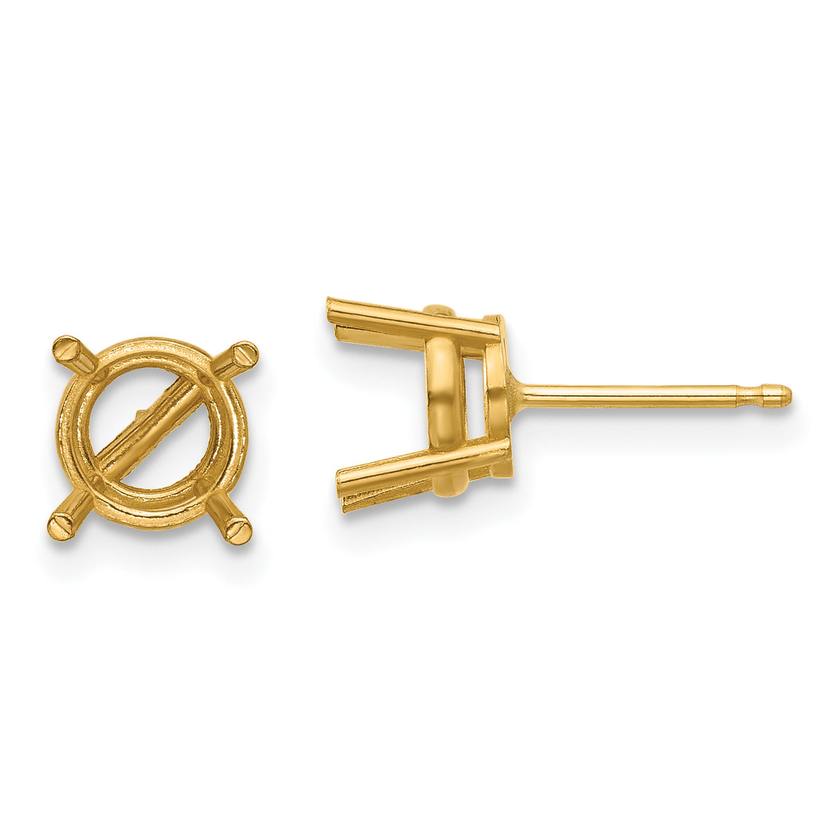 14k 7mm Cushion Earring Mounting (No Stone Included)s