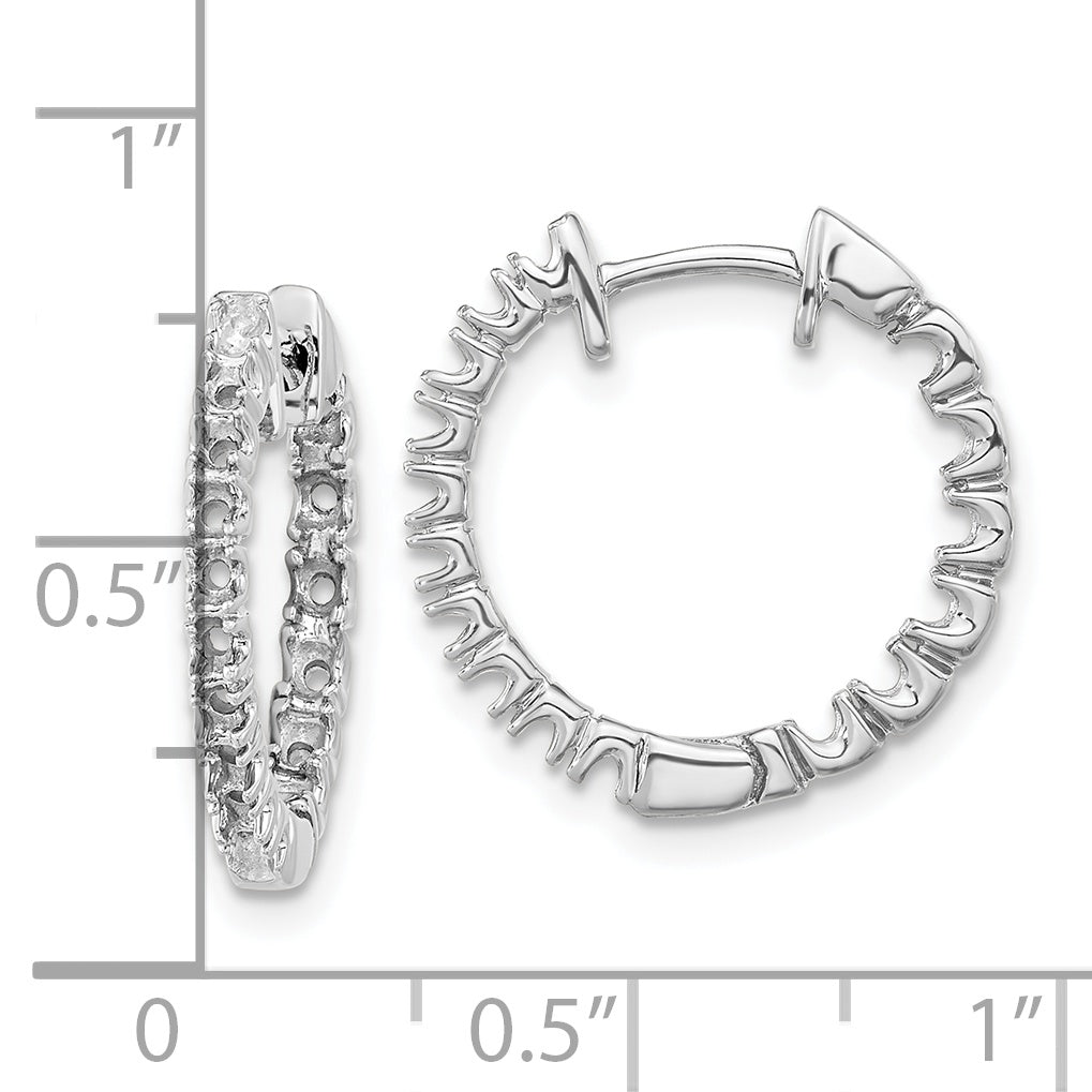 14k White Gold 5/8 carat AAA Diamond In/Out Hinged Hoop Earrings