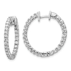 14k White Gold AA Diamond Hinged Hoop Earrings