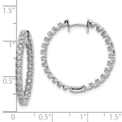 14k White Gold AA Diamond Hinged Hoop Earrings