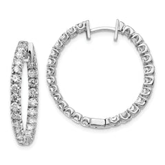14k White Gold AAA Diamond Hinged Hoop Earrings