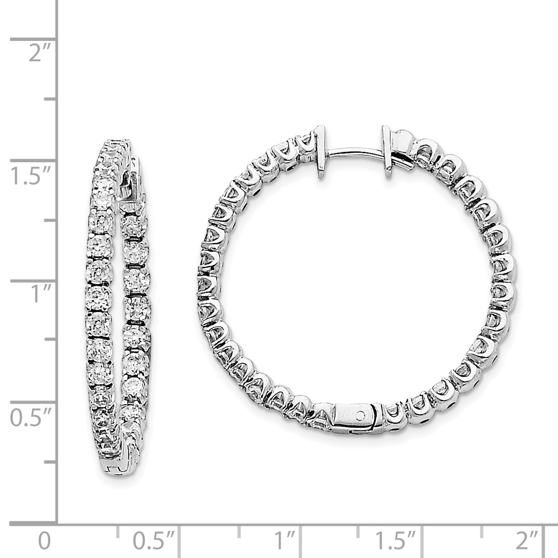 14k White Gold AA Diamond Hinged Hoop Earrings