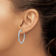 14k White Gold AA Diamond Hinged Hoop Earrings
