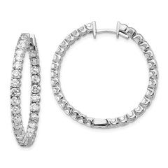 14k White Gold AA Diamond Hinged Hoop Earrings