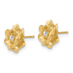 14K Yellow Gold 1/15 ct Diamond Flower Stud Earrings