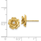 14k AA Quality 1/15 carat Diamond Flower Post Earrings