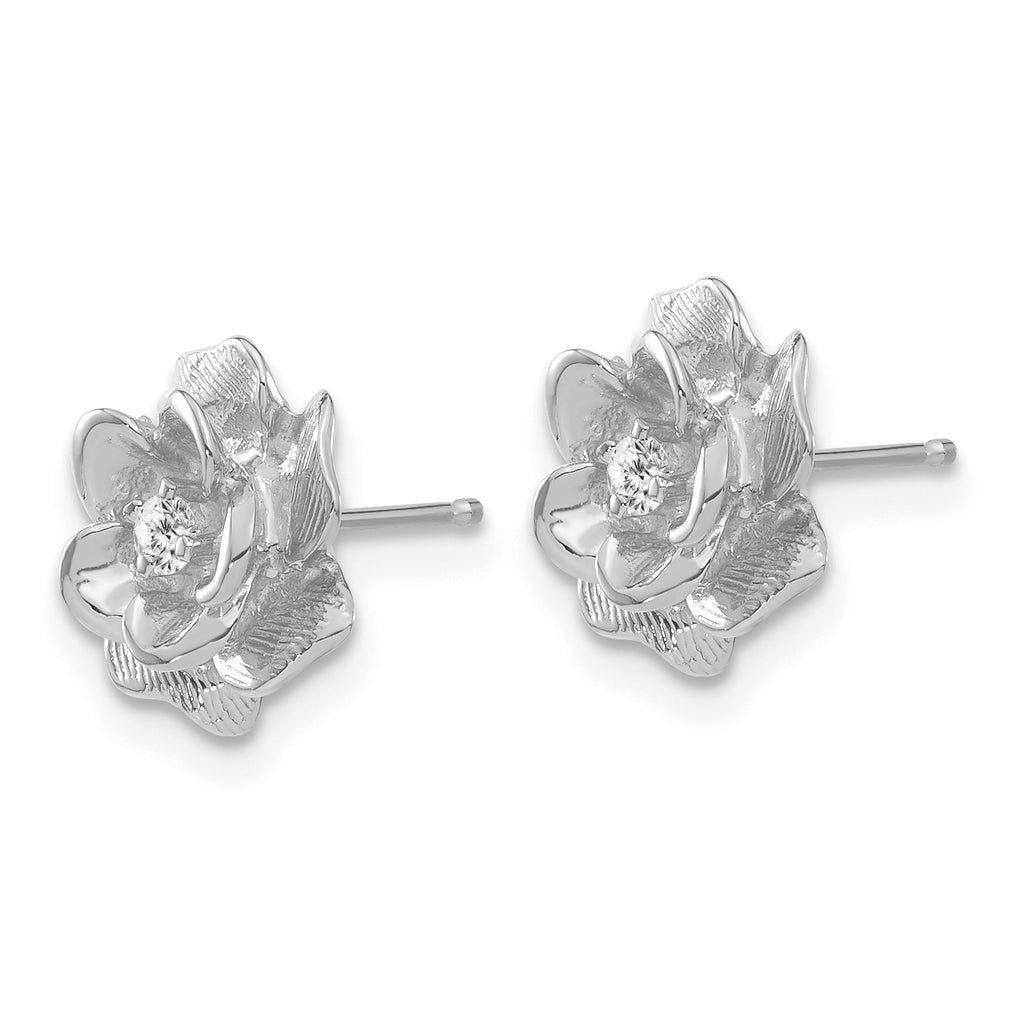 14K White Gold 1/15 ct Diamond Flower Stud Earrings