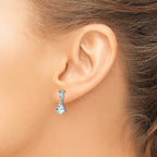 Aquamarine Dangle Earrings in 14K White Gold, 1.5x2.5mm - Sophia Jewelers