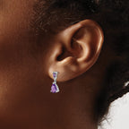 Amethyst Stud Dangle Earrings in 14K White Gold, 1.5x2.5mm - Sophia Jewelers