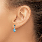 Blue Topaz Stud Dangle Earrings in 14K White Gold, 1.5x2.5mm - Sophia Jewelers