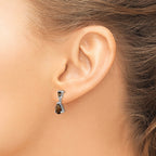 Smoky Quartz Stud Dangle Earrings in 14K White Gold, 1.5x2.5mm - Sophia Jewelers
