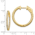 14k Diamond Round Hoop w/Safety Clasp Earrings