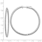 14k White Gold Diamond Round Hoop w/Safety Clasp Earrings