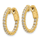 14K Yellow Gold 1 ct Lab-Grown Diamond Round Inside-Outside Hoop Earrings