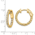 14k 1 carat Diamond Round In/Out Hoop w/Safety Clasp Earrings