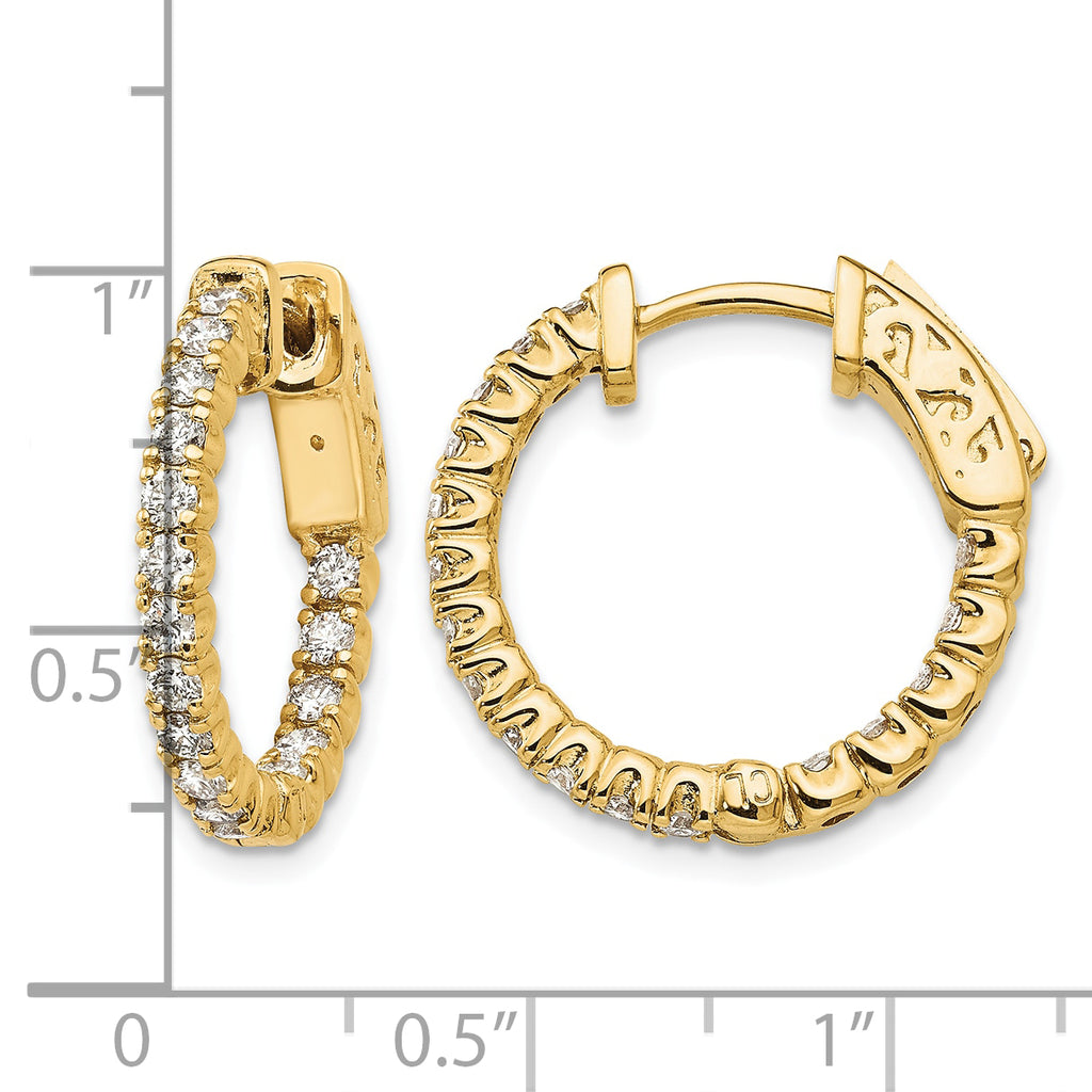 14K Yellow Gold 1 ct Lab-Grown Diamond Round Inside-Outside Hoop Earrings