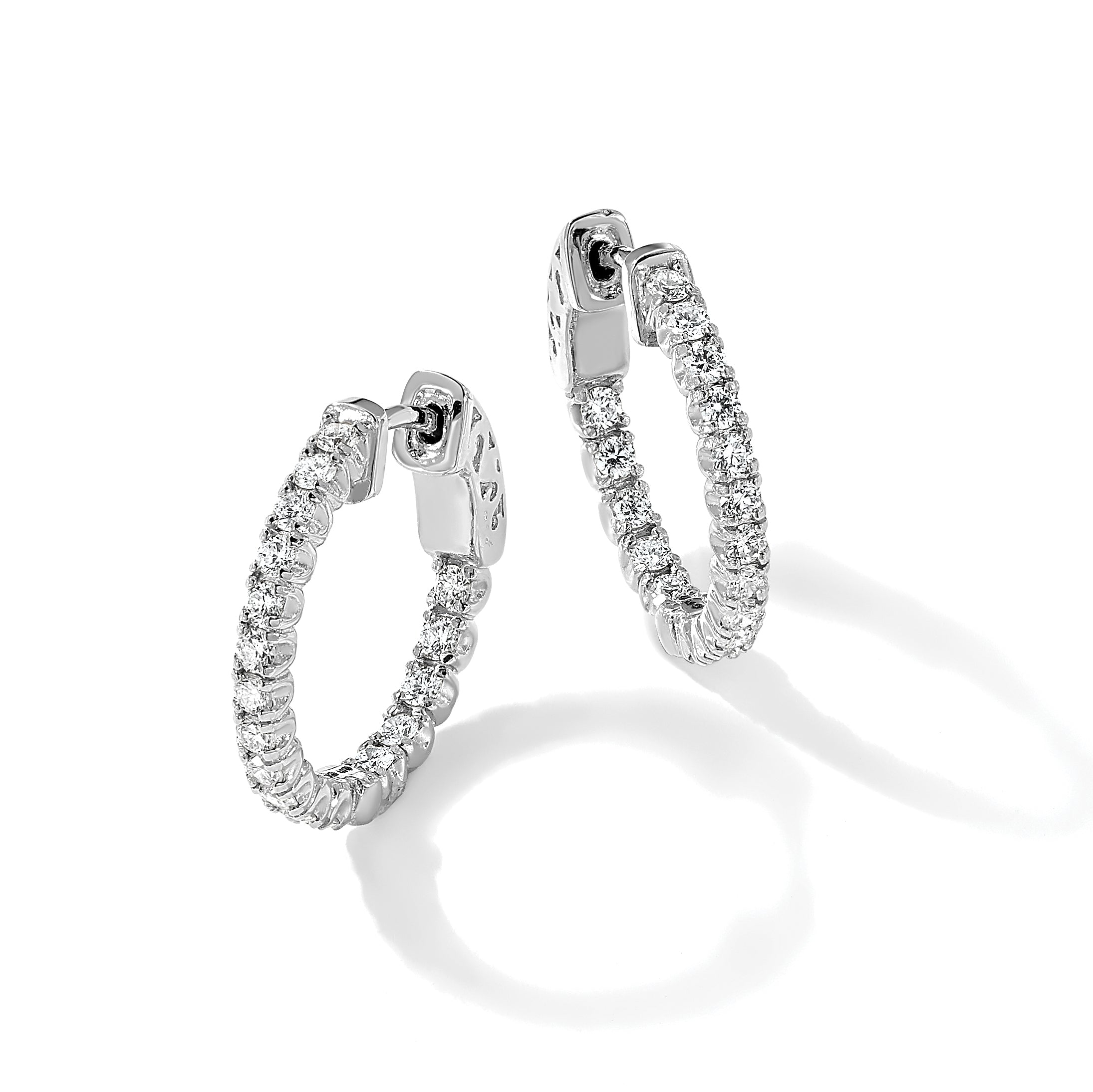 True Origin 14K White Gold 1 carat Lab Grown Diamond VS+ F+ Complet In and Out Hoop Earrings