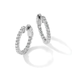 14K White Gold 1 ct Lab-Grown Diamond Round Inside-Outside Hoop Earrings