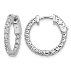 14K White Gold 1 ct Lab-Grown Diamond Round Inside-Outside Hoop Earrings