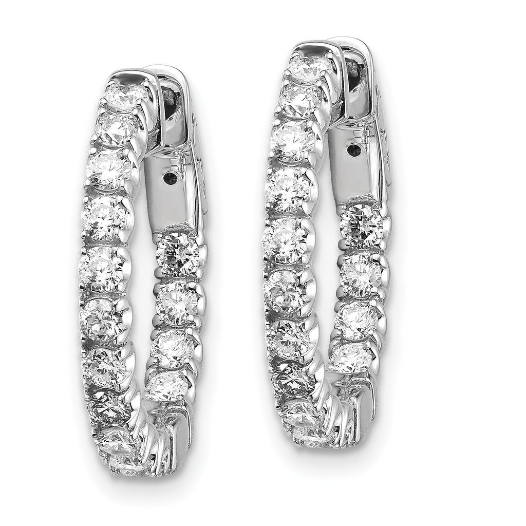 14K White Gold 1 1/2 ct Lab-Grown Diamond Round Inside-Outside Hoop Earrings