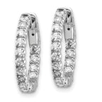 14K White Gold 1 1/2 ct Lab-Grown Diamond Round Inside-Outside Hoop Earrings