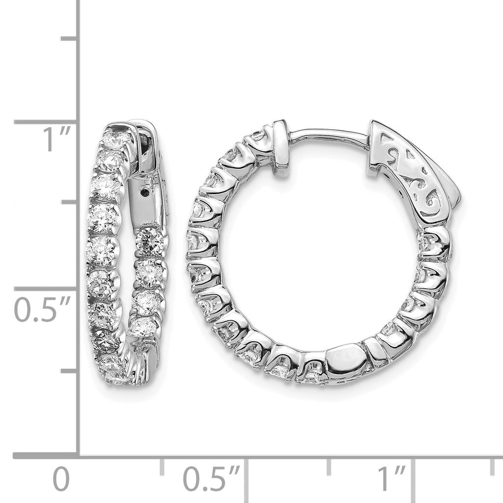 14K White Gold 1 1/2 ct Lab-Grown Diamond Round Inside-Outside Hoop Earrings