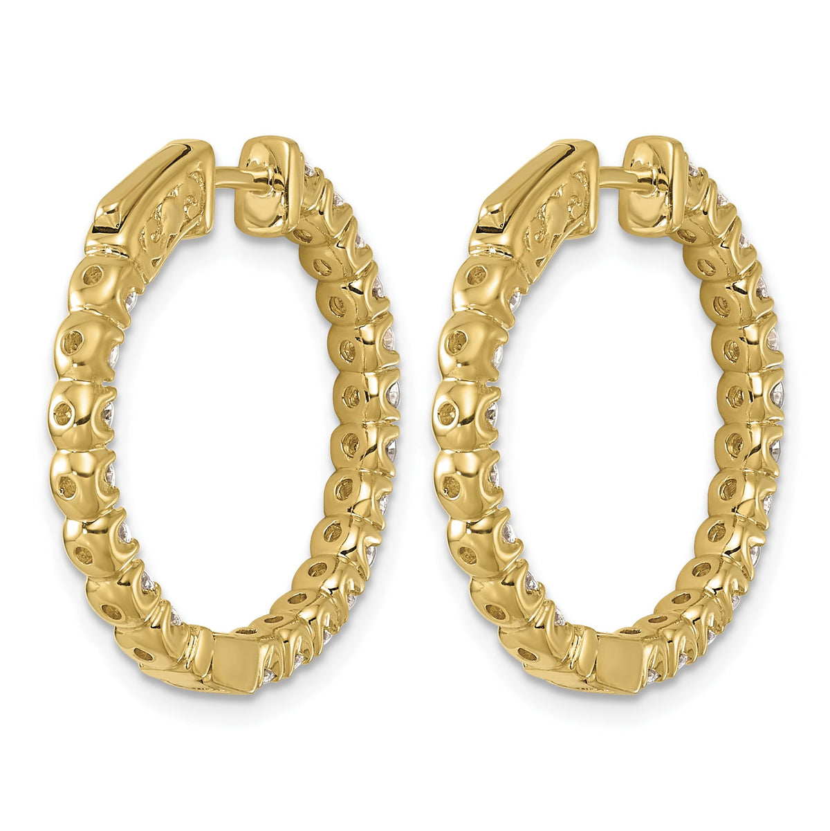 Round Diamond Safety Hoop Earrings in 14K Yellow Gold, 19mm (2 ct. tw.) - Sophia Jewelers