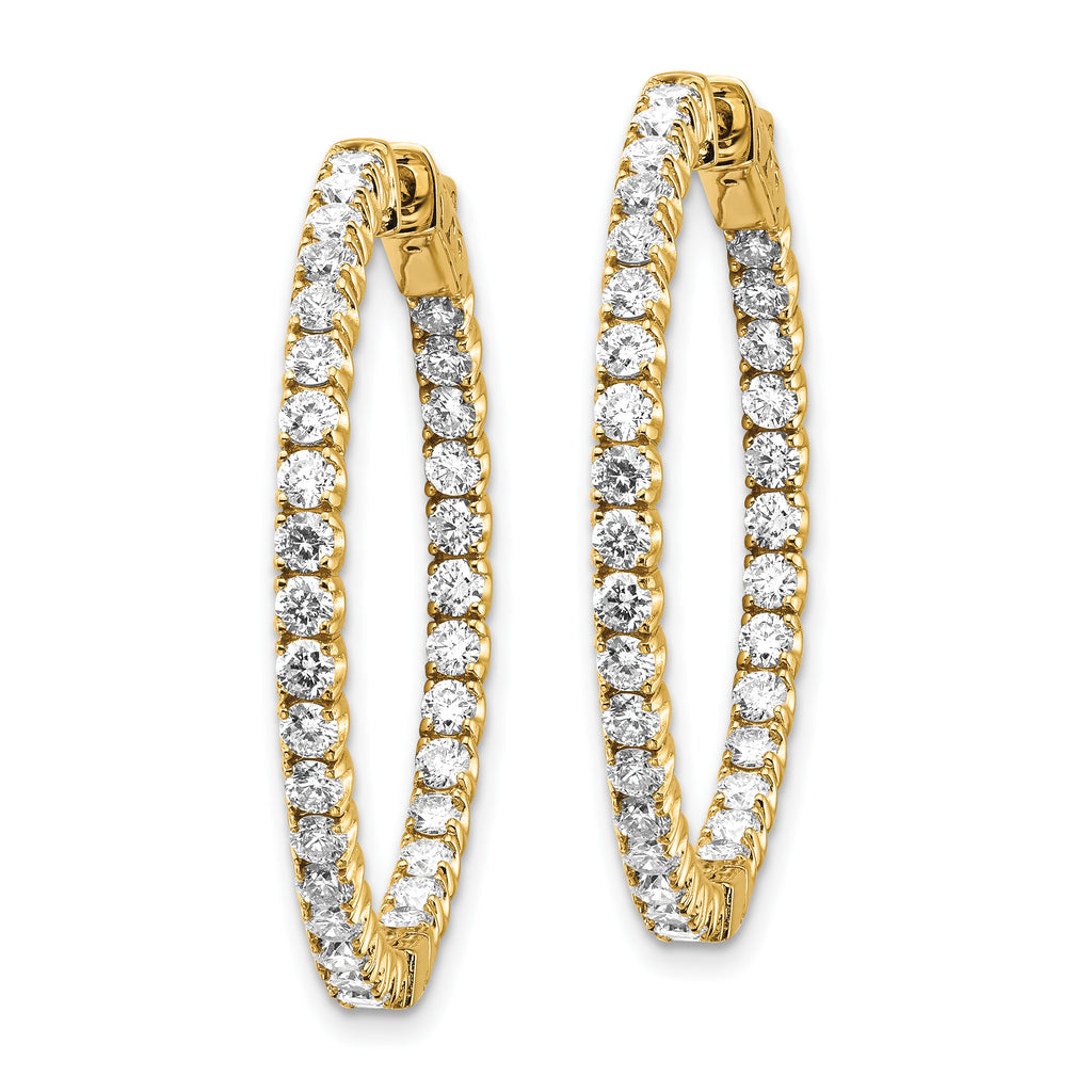 14k 3 1/3 carat Lab Grown Dia VS/SI+ G+ Round In and Out Safety Clasp Hoop Earrings
