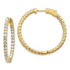 14k 3 1/3 carat Lab Grown Dia VS/SI+ G+ Round In and Out Safety Clasp Hoop Earrings