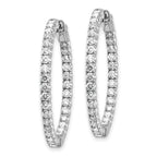14k White Gold 3 1/3 carat Lab Grown Dia VS/SI+ G+ Round In and Out Safety Clasp Hoop Earrings