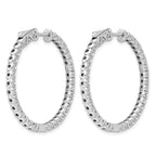 14k White Gold 3 1/3 carat Lab Grown Dia VS/SI+ G+ Round In and Out Safety Clasp Hoop Earrings