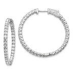14k White Gold 3 1/3 carat Lab Grown Dia VS/SI+ G+ Round In and Out Safety Clasp Hoop Earrings