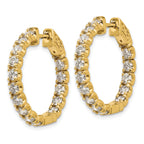 14k 2.75 carat Diamond Round In/Out Hoop w/Safety Clasp Earrings