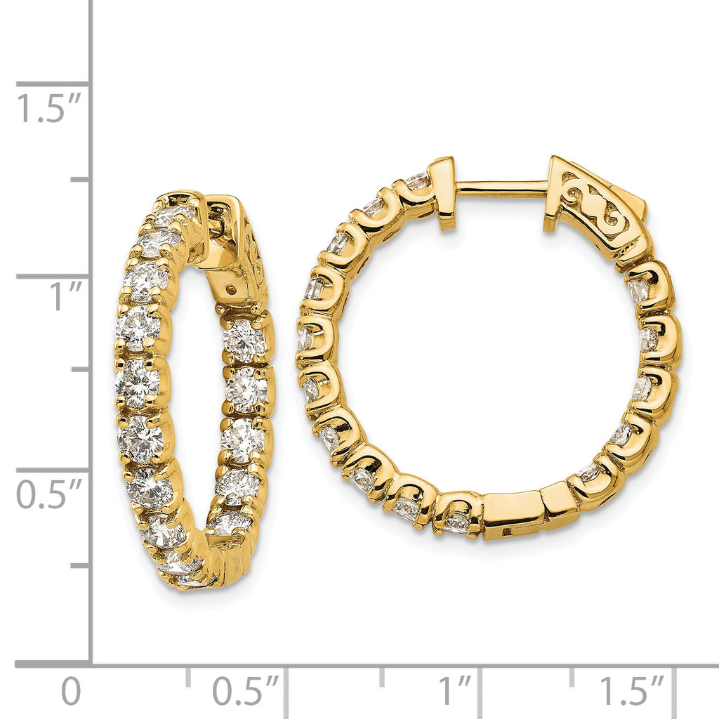 14k 2.75 carat Diamond Round In/Out Hoop w/Safety Clasp Earrings