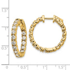 14k 2.75 carat Diamond Round In/Out Hoop w/Safety Clasp Earrings