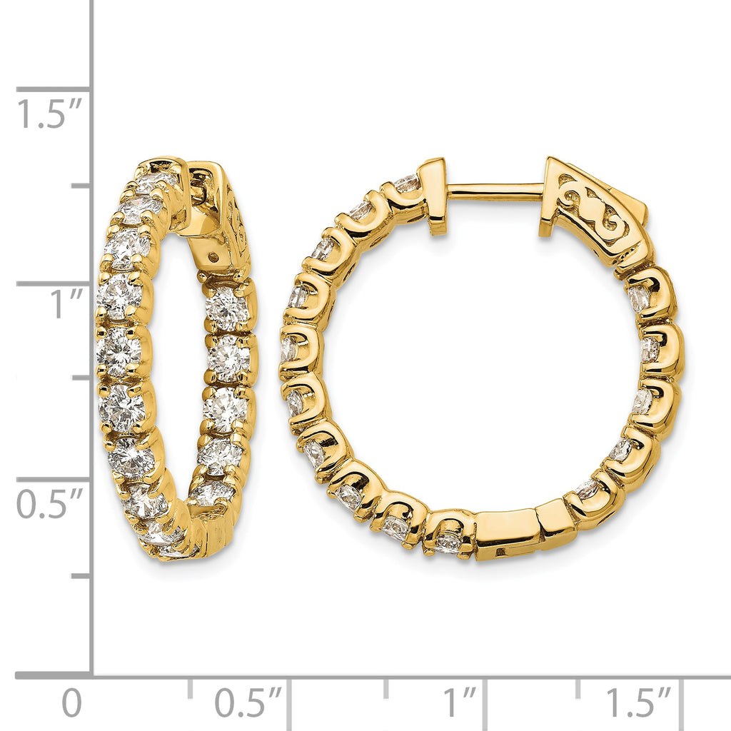 14K Yellow Gold 2 3/4 ct Lab-Grown Diamond Round Inside-Outside Hoop Earrings