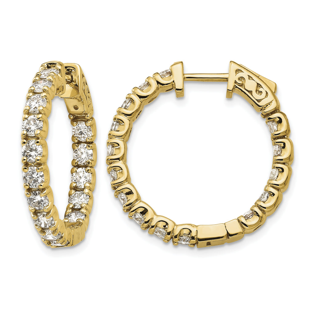 14K Yellow Gold 2 3/4 ct Lab-Grown Diamond Round Inside-Outside Hoop Earrings