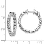 14k White Gold 2.75 carat AA Diamond Round In/Out Hoop w/Safety Clasp Earrings
