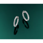 14k White Gold 2.75 carat AA Diamond Round In/Out Hoop w/Safety Clasp Earrings