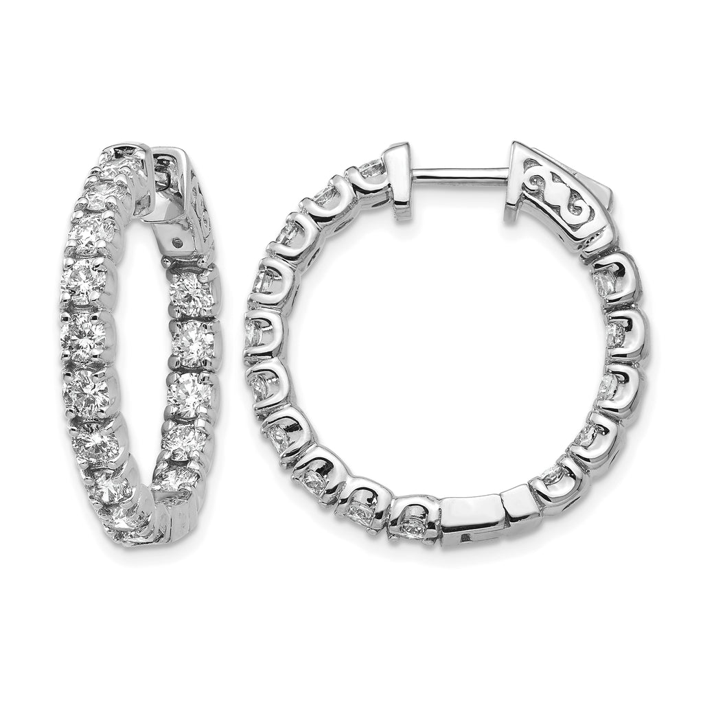 14K White Gold 2 3/4 ct Lab-Grown Diamond Round Inside-Outside Hoop Earrings