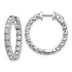 14k White Gold 2 3/4 carat Lab Grown Dia VS/SI+ G+ Round In and Out Safety Clasp Hoop Earrings