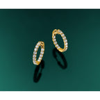 14k 2.75 carat Diamond Round In/Out Hoop w/Safety Clasp Earrings
