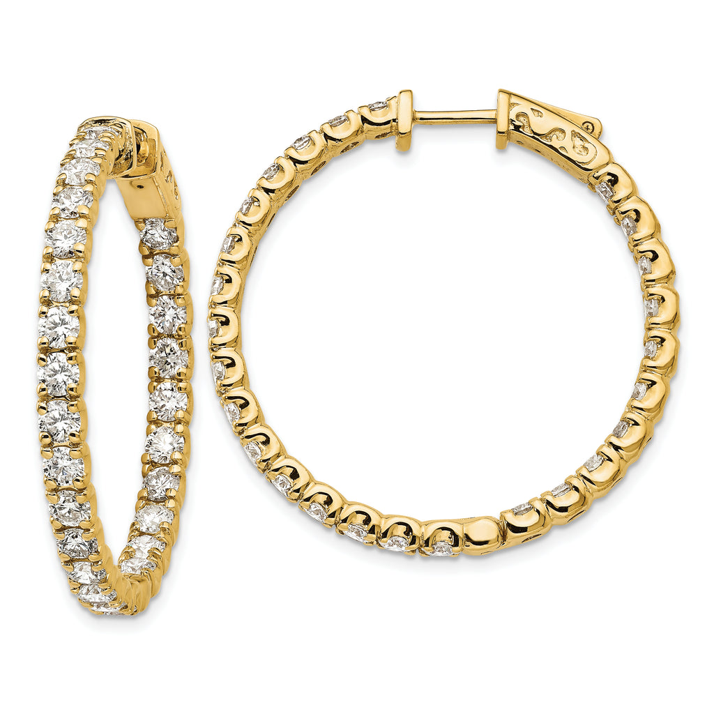 14k 4 7/8 carat Lab Grown Dia VS/SI+ G+ Round In and Out Safety Clasp Hoop Earrings