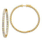 14k 7 1/4 carat Lab Grown Dia VS/SI+ G+ Round In and Out Safety Clasp Hoop Earrings